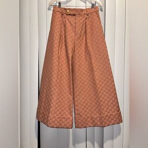 Gucci Coral Monogram Wide-Leg Trousers